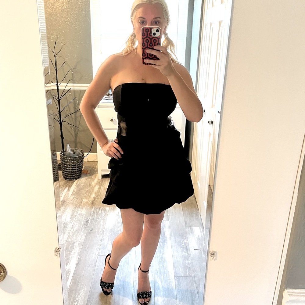 Jessica McClintock Black strapless formal party dress. Size 10 (UK sizing)